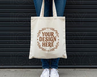Liberty Bags OAD113 Tote Bag Mockup | Natural Cotton Canvas Tote Bag Mock-Up | Real Print on Demand Mock Up | Trendy Cute Aesthetic