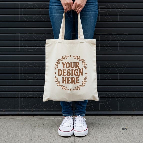 Liberty Bags OAD113 Tote Bag Mockup | Natural Cotton Canvas Tote Bag Mock-Up | Real Print on Demand Mock Up | Trendy Cute Aesthetic