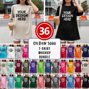 Gildan 5000 Mockup Bundle, Gildan Tee Shirt Mockup Bundle Print On Demand, Apparel Mockup Bundle, Gildan Mockup Bundle Streetwear Mockup Y2K