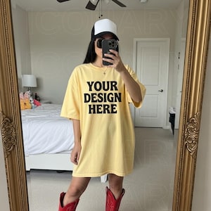 Banana Comfort Colors 1717 Mockup | C1717 Shirt Mockup | Model Mockup | Banana 1717 Mockup | Trendy Aesthetic Mockup | Selfie Mockup