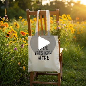 Mockup video della borsa Liberty OAD113, Mockup della borsa tote in tela, Mockup sovrapposto, Mockup video della borsa tote naturale, Mockup della borsa tote, Mockup video della borsa tote Western
