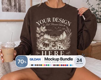 Gildan 18000 Mockup Bundle | Boho Lifestyle Sweatshirt Mockups (Digital Download)
