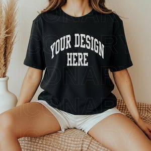 Comfort Colors C1717 Black Mockup - Front Views, Oversized T-Shirt Model for POD, Print on Demand Mockups Oversized Mockup| Comfort Colors