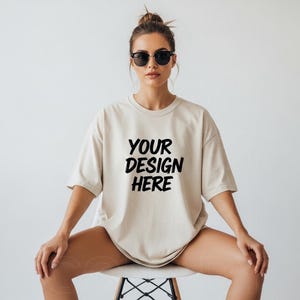 Gildan 5000 Natural TShirt Mockup 5000 TShirt Mockup Natural Mockup Oversized Mockup Gildan 5000 Mockup Model Mockup G500 Mockup Women Model