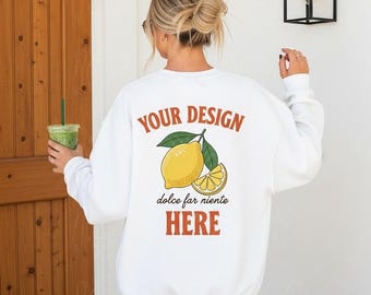 Gildan 18000 Mockup | Gildan White Sweatshirt Mockup | Back of Shirt Mockup | Gildan Sweatshirt Mockup | White Sweatshirt Mockup