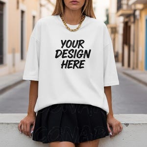 Summer Comfort Colors C1717 White TShirt Mockup, Street C1717 White Shirt Mock-up, White Tee Mockups Trendy Woman&#39;s T-Shirt Mockup Aesthetic