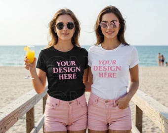 Bachelorette Mockup Girls Trip Mockup Best Friends Mockup Bridal Party Mockup Beach Mockup Bella Canvas 3001 Mockup White Black Gildan 5000