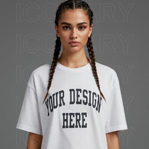 Comfort Colors C1717 White Shirt Mockup White T-shirt Mockup Female Model Mock C1717 Tshirt Model Mock Simple Neutral Aesthetic Mockup