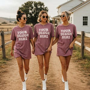 ベリーカウガールグループTシャツモックアップ コンフォートカラーC1717モックアップ C1717モックアップ バチェロレッテシャツモックアップ ベストフレンズモックアップ カウボーイ