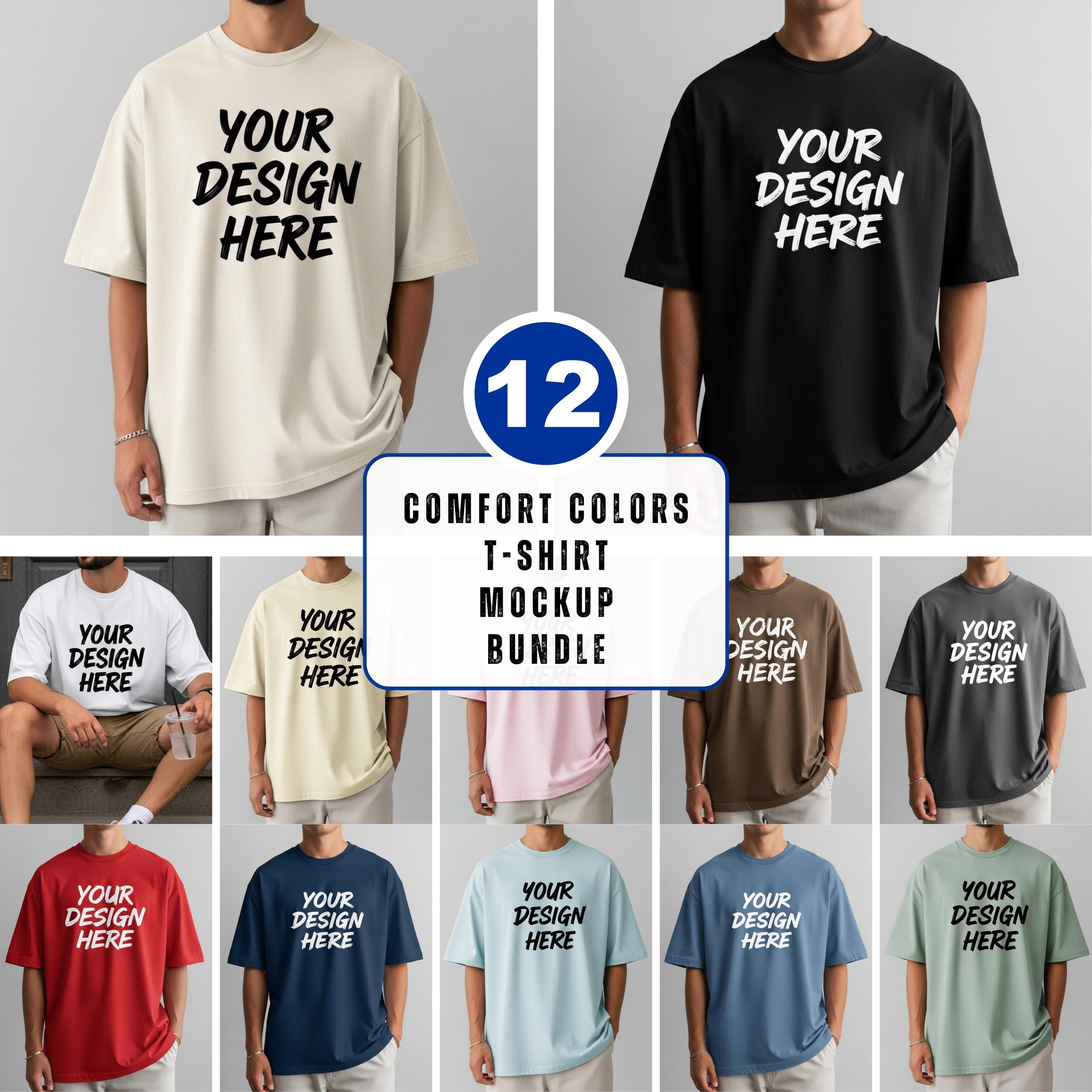Maqueta de camiseta Comfort Colors C1717 / Maqueta de camiseta para hombre C1717 / Maqueta de modelo masculino / Maqueta fotográfica estética simple, casual y básica