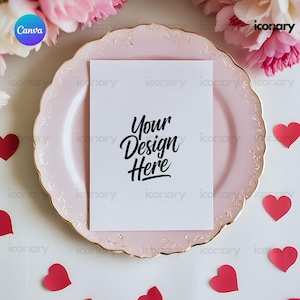 Grußkarte Mockup Valentinstag, Valentinstag einladen Mockup, Blush Hochzeit Einladung Karte Mockup, Mock-Ups für digitale Einladung JPG