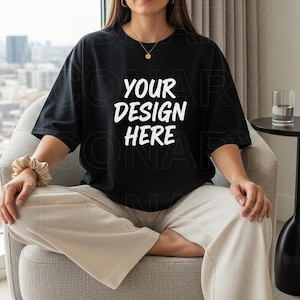 Comfort Colors C1717 Black Shirt Mockup, CC1717 Black T-Shirt Mockup, Graphic Tee Mockup, Black Shirt Mockup, Woman Model Mockup, Digital