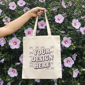Canvas Tote Bag Mockup Spring Tote Bag Mockup Flowers Tote Bag Mockup Canvas Tote Bag mock Boho tote bag mock Model Tote bag mock