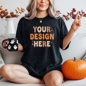 Gildan 5000 Mockup Black Gildan 5000 Mockup Tshirt Mockup Model Fall Mockup Halloween Mockup Model Mockup Print on Demand Mock ups
