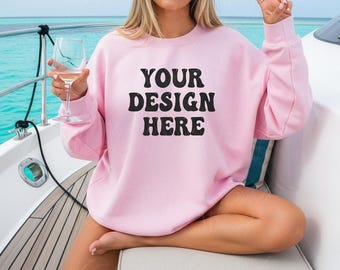Light Pink Gildan 18000 Mockup, Summer Gildan 18000 Mockup, Gildan Light Pink Mockup, Trendy Mockup, Crewneck Mockup, 18000 Pink Mockup