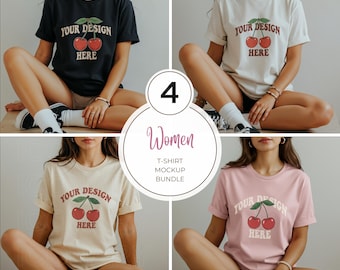 Bella Canvas 3001 Shirt Mockup Bundle 3001 Tshirt Mock-up Bundle BC3001 Women Model Mock Aesthetic Simple Bella Canvas T-Shirt Mockups