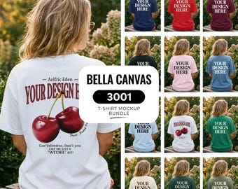 Bella Canvas 3001 Back View Summer Lifestyle T-Shirt Mockup Bundle (Digital Download)