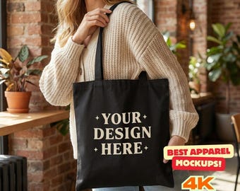 Black Tote Bag Mockup, Boho Tote Bag Model Mock, Hanging Tote Mock-up, Shopping Bag Mock up, Cotton Canvas Tote Bag Mockup Lifestyle Mockups