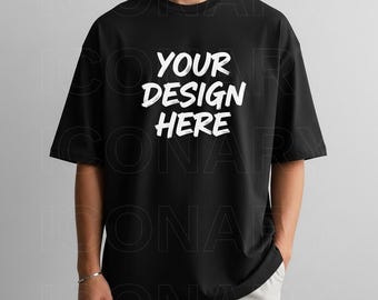 Komfort Farben Mockup Schwarz Mockup Männer C1717 Schwarz Mockup Oversized Tshirt Modell Mockup Männer C1717 Mockup T-Shirt MockUp