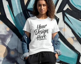 Maqueta de Bella Canvas, maqueta de camiseta, maqueta de camiseta Bella Canvas 3001 de disposición plana blanca, maqueta de camiseta 3001, maqueta de camiseta blanca Bella 3001, maqueta de camiseta blanca 3001