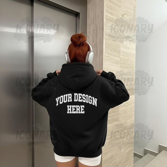 Black Gildan 18500 Hoodie Mockup, Back Gildan Mockup, Back Hoodie Mockup, Lifestyle Mockup, Outdoor Mockup, Oversized Gildan Mockup Trendy