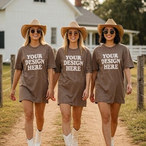 エスプレッソカウガールグループTシャツモックアップコンフォートカラーC1717モックアップC1717バッハモックアップシャツバチェロレッテモックアップベストフレンズモックカウボーイ