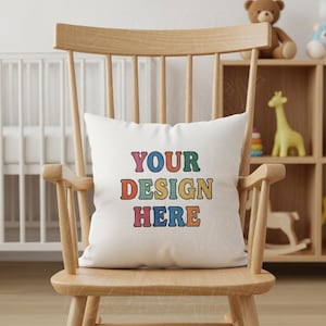 White Square Pillow Mockup, Throw Pillow Boho Mock-up, Nursery Pillow Mockup, Children Throw pillow mockup, Printify Pillow Mockup