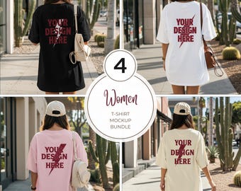 Comfort Colors Mockup Bundle Front and Back Tshirt Mockup Bundle Pepper C1717 Ivory Black Mockup Print on Back Oversized Tshirt Model Mockup