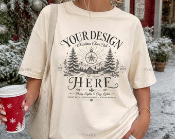 Ivory Comfort Colors C1717 Winter Mockup, C1717 T-Shirt Christmas Mockup