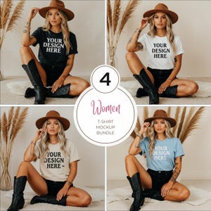 Gildan 5000 Cowgirl Mockup Bundle, Gildan Tee Shirt Mockup Bundle Print On Demand, Apparel Mockup Bundle, Gildan Mockup Bundle Western Boho