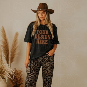 Comfort Colors 1717 TShirt Mockup Western Styled C1717 Mock-up Seaside Cowgirl PNG Coastal Cowgirl Hat Boho Country Aesthetic Digital Mockup