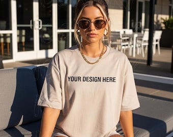 White Bella Canvas Shirt Beach Mockup 3001 White Tshirt Summer Mock up ...