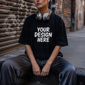 Black Comfort Colors 1717 Mockup C1717 Lifestyle Mock Tshirt Streetwear Mockup Pinterest Aesthetic Influencer Mockup Trendy Y2k Summer Shirt