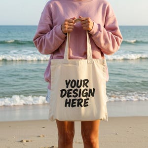 Beach Tote Bag Mockup, Natural Canvas Tote Bag Mockup, Shopping Bag Mockup, Mockup Template, Lifestyle Mockup, Hanging Mockup, Model Tote