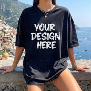 Comfort Colors C1717 Black Shirt Mockup, Summer Beach Mockup, CC1717 Black T-Shirt Mockup, Graphic Tee Mockup, Black Shirt Mockup, Digital