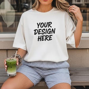 Comfort Colors C1717 White Shirt Mockup, Summer Lifestyle Mockup, CC1717 White T-Shirt Mockup, Graphic Tee Mockup, White Shirt Mockup C1717