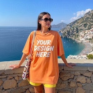 Comfort Colors C1717 Melon Shirt Mockup, Orange C1717 Mock, Comfort Colors Melon Tee, C1717 Melon Shirt Mock, Melon Comfort Tee Mockup
