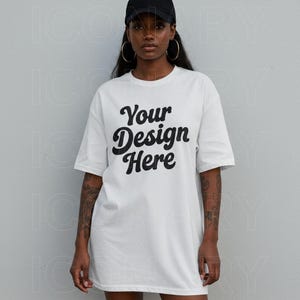 Comfort Colors C1717 White T-Shirt Mockup | African American Woman | Casual Black Girl Lifestyle Aesthetic | Black Model | Digital Download