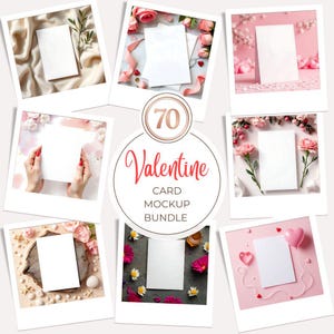 Paquete de 70 maquetas de tarjetas de San Valentín, maquetas de invitaciones de San Valentín, maquetas de tarjetas de felicitación y tarjetas festivas, maquetas de invitaciones para fiestas, archivos JPG