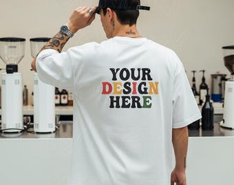 Comfort Colors Back White Mockup Male C1717 White Mock Up C1717 Back Mockup Men Back of Shirt Oversized Tshirt Model Mockup Lifestlye Mockup