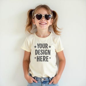 Maqueta de Bella Canvas 3001Y Natural, Maqueta de camiseta para niños, Maqueta de camiseta para jóvenes, Maqueta de Bella Canvas para jóvenes, Maqueta de camiseta juvenil de moda natural