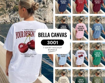 Bella Canvas 3001 Back View Summer Lifestyle T-Shirt Mockup Bundle (Digital Download)