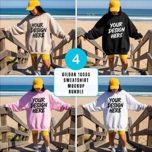 Gildan 18000 Sweatshirt Mockup Bundle, G180 Crewneck Mock-up Bundle, Trendy Casual Neutral Summer Aesthetic, Sweatshirt Mock-up Bundle