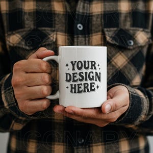 Modellmuggmodell, vit kaffemuggmodell, 340 ml keramisk koppmodell, stockfoto av fars dag-mugg, presentmuggmodell till honom, manlig modellmodell bild 1