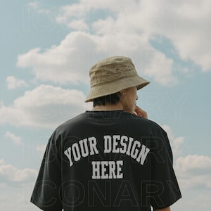 Gildan 5000 Mockup Back Tshirt Mockup Male Shirt Mockup Black Gildan 5000 Back of Shirt Mockup Male Model Mock Lifestyle Street Outdoor Mock
