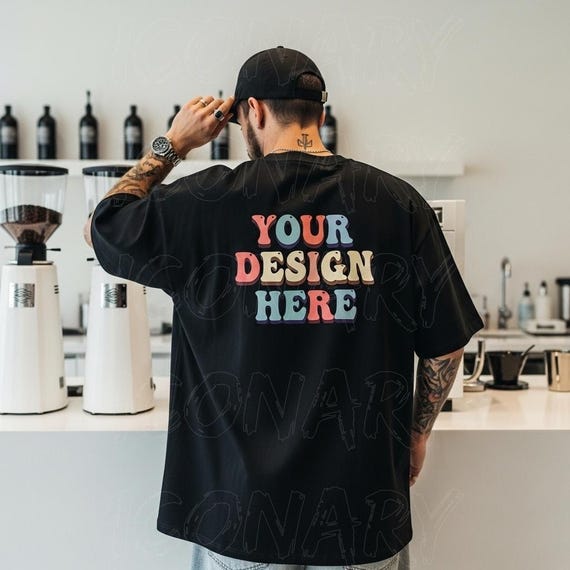 Comfort Colors Back Black Mockup Male C1717 Black Mock up C1717