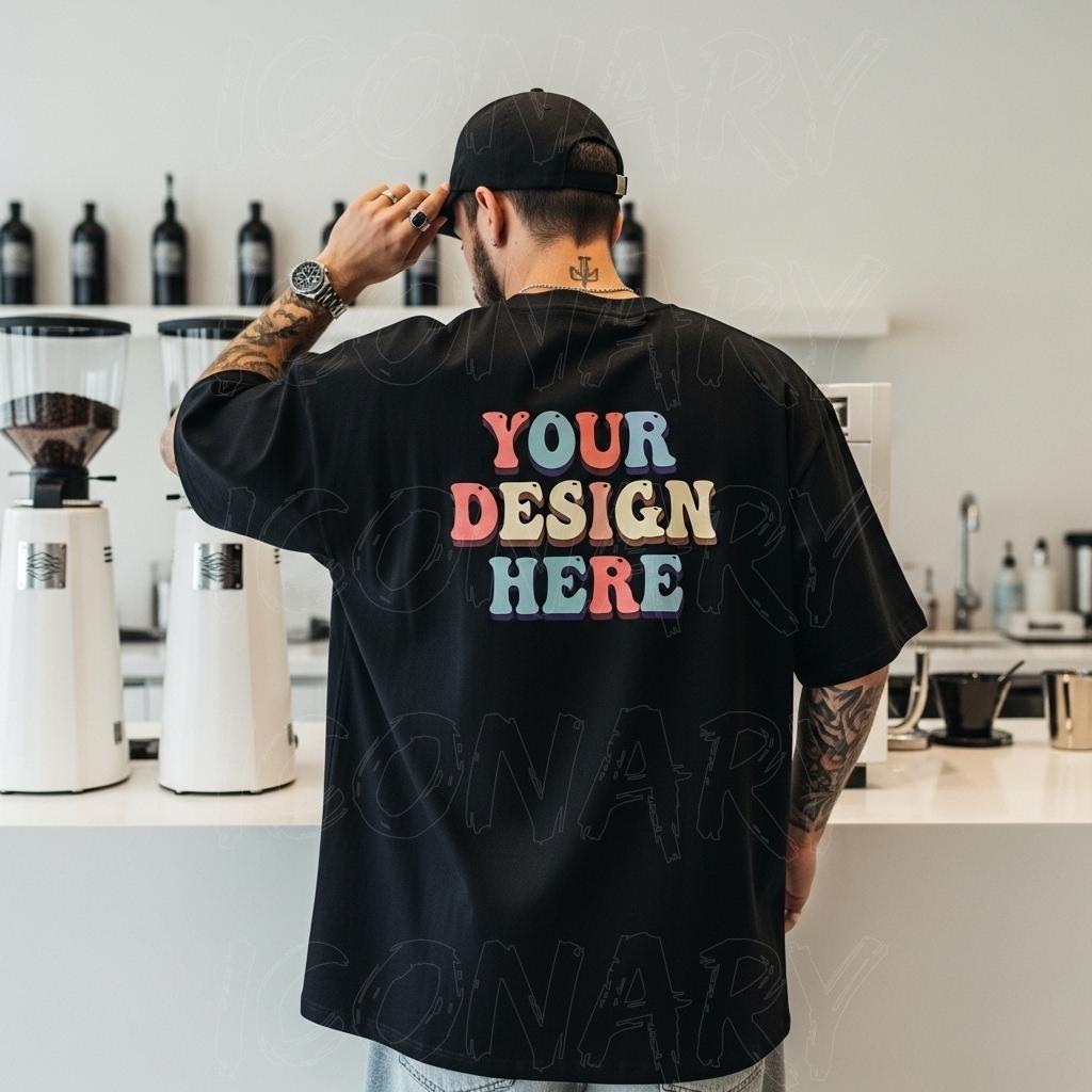Comfort Colors Back Black Mockup Male C1717 Black Mock up C1717
