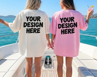 Ivory Blossom Back C1717 Summer Mockup, C1717 Two People Mockup, Blossom Ivory Group Mockup, Double Mockup Friends Mock Bridesmaid Mockup