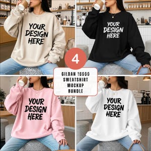 Gildan 18000 Sweatshirt Mockup Bundle, G180 Crewneck Mock-up Bundle, Trendy Casual Neutral Indoor Aesthetic, Sweatshirt Mock-up Bundle 18000