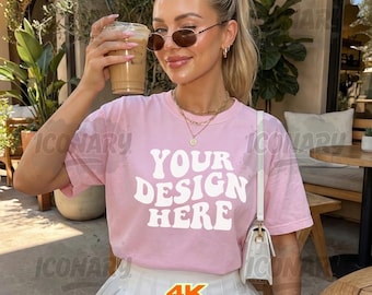 Comfort Colors Blossom C1717 Mockup, Blossom TShirt Mock-up, Front of 1717 Oversized Tshirt, Outdoor Lifestyle Mocks, Streetwear Mockups